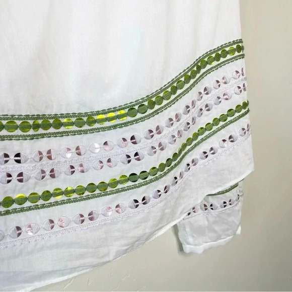 Tory Burch Madeline Sequin Peasant Blouse 100% Cotton Size 6 - Picture 12 of 13